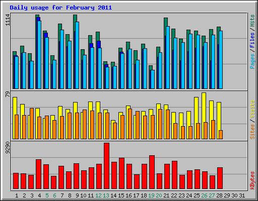 Daily usage for February 2011