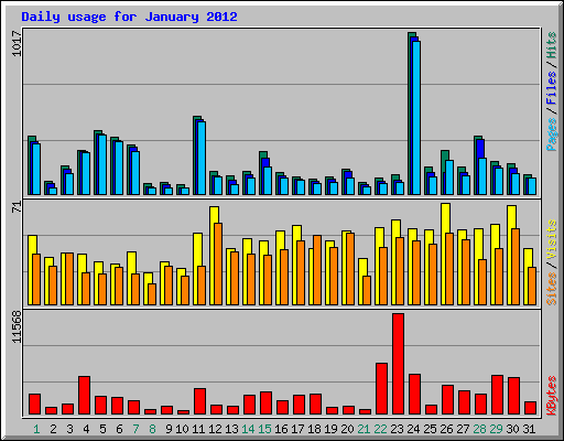 Daily usage for January 2012