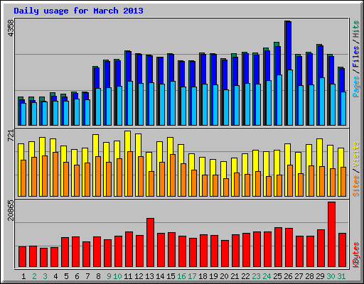 Daily usage for March 2013