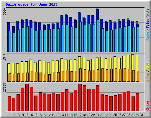 Daily usage for June 2013