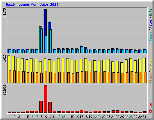 Daily usage for July 2013