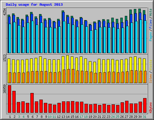 Daily usage for August 2013