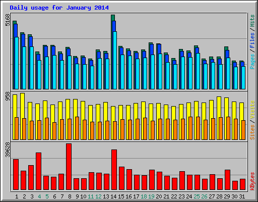 Daily usage for January 2014