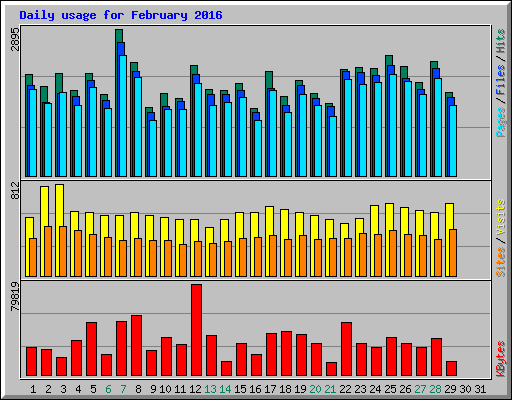 Daily usage for February 2016