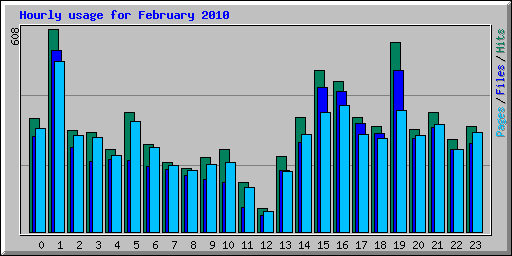 Hourly usage for February 2010