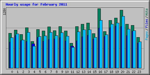 Hourly usage for February 2011