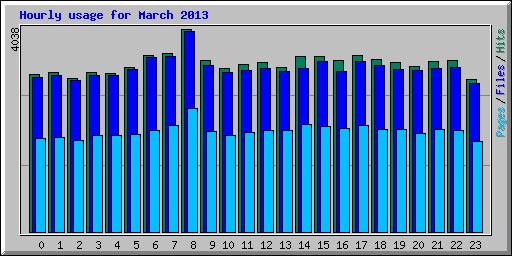 Hourly usage for March 2013